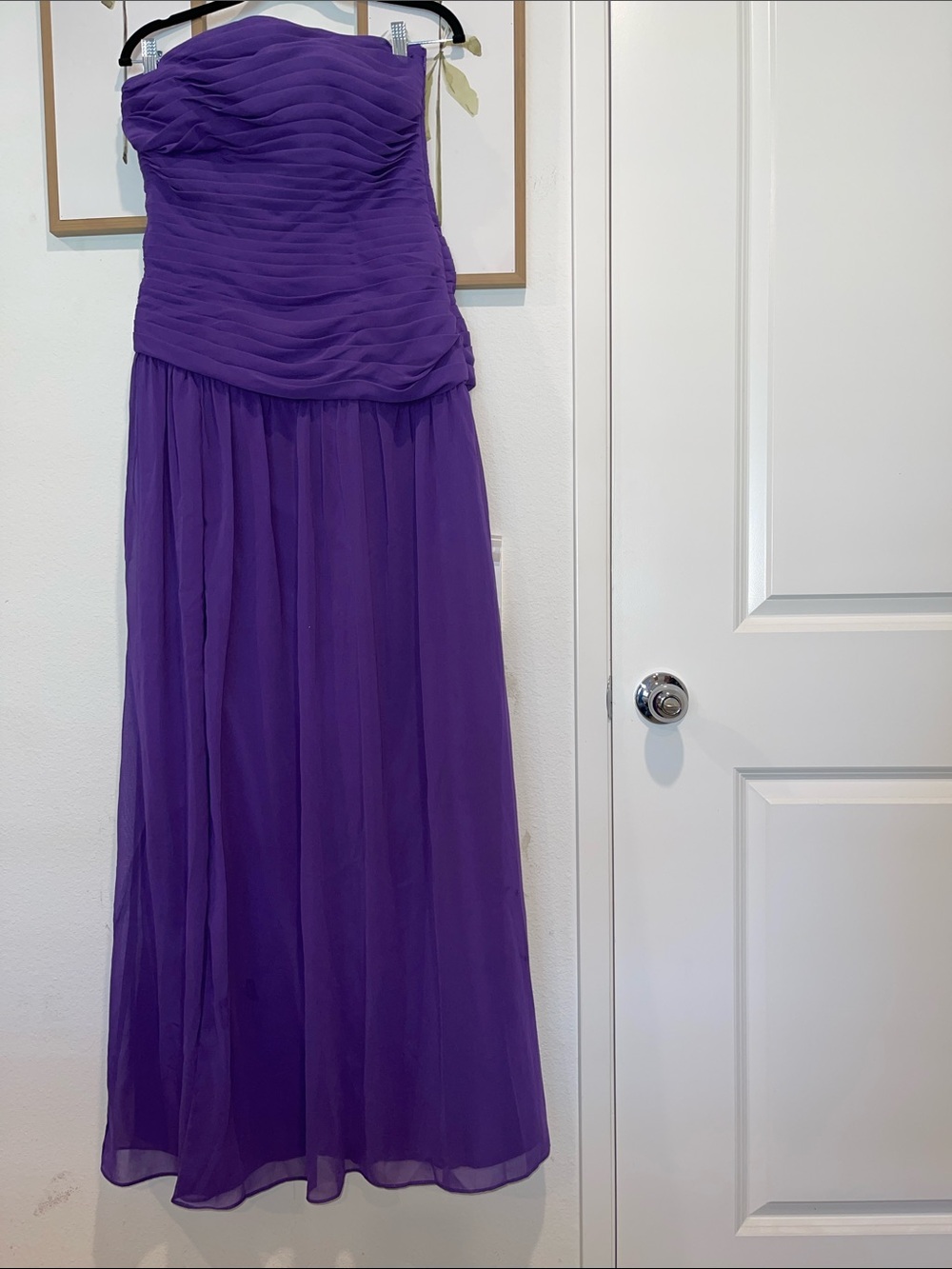 Strapless Purple Chiffon Evening Dress